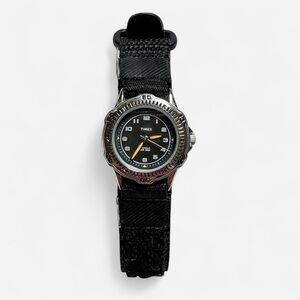 Vintage Timex Black Dial with Silver Bezel Watch